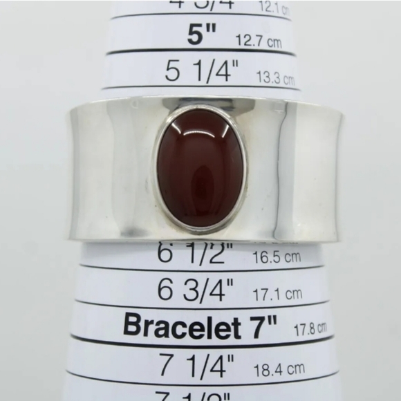 .925 sterling silver taxco signed  "cii" carnelian cuff bought in 🇲🇽 mexico - Picture 3 of 5